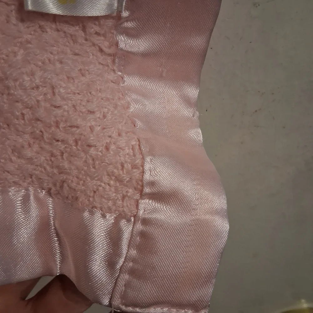 Kidgets Pink Waffle Weave Satin Edge Bless This Baby Blanket 28x29 Thermal Lovey